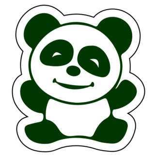 Happy Panda Sticker (Dark Green)